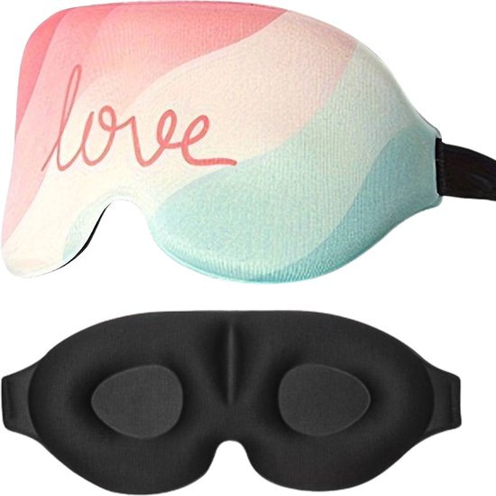 Slaapmasker voor vrouwen - Multicolor met Print - Luxe 3D Memory Foam - 100% Verduisterend - Verstelbaar - Luxe Hoofdband - Roze - Anti Druk - Lange Wimpers - Dames - Lichtgewicht - Zijslaper - Oogmasker - Ademend - Luxe - Cadeau
