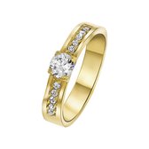 Lucardi Ladies Gold Plated Engagement Ring Florence zircone - Ring - Cadeau - Acier - Doré