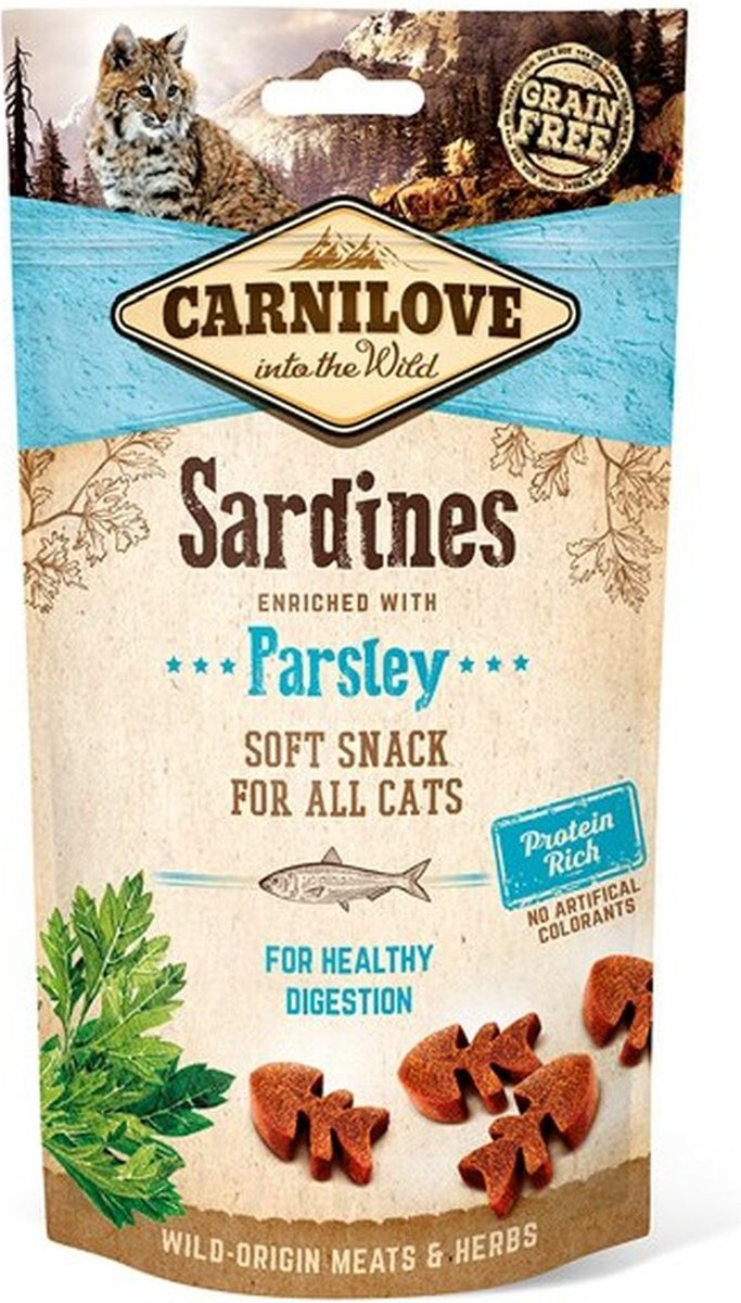 Carnilove Halfvochtige Kattensnoepjes Sardientjes, Peterselie - 2 x 50 g