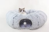 Kattentunnel Pluche - Tunnel Kat - Kattenmand- Speeltunnel kat - Grijs