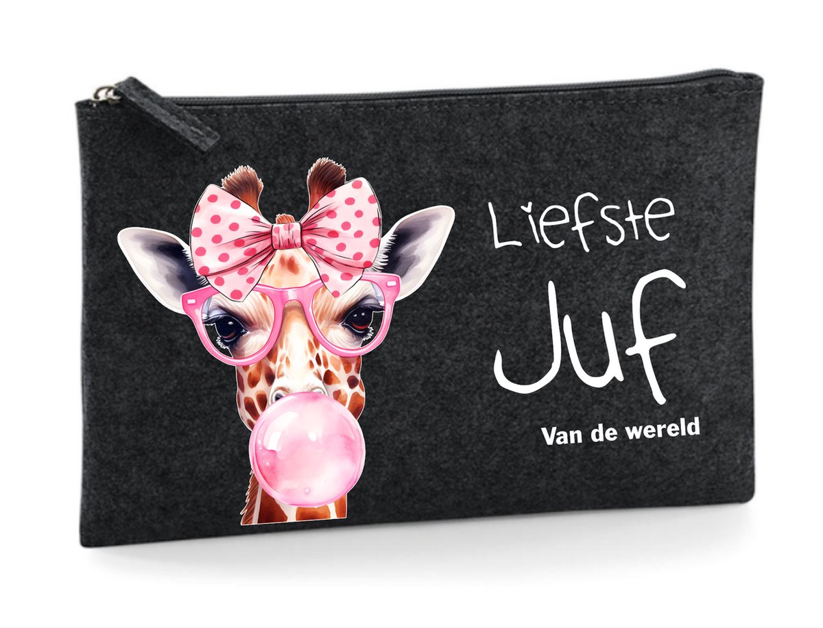 Etui Donkergrijs- Juf etui-juf cadeautje-einde schooljaar-juf cadeau tip.