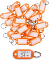 WINTEX Sleutelhanger met Labels - 20 stuks - Heavy Duty Sleutelringen - Gekleurde Sleutelhanger met ring en etiket - Oranje