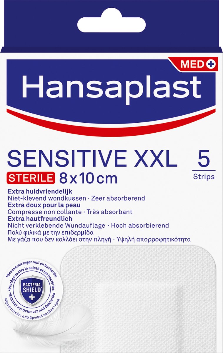 Goedkoopste Hansaplast Sensitive XXL Pleisters - Wondpleisters - Wondverzorging - Grote Pleisters - Eilandpleisters 8x10 cm - 5 Stuks