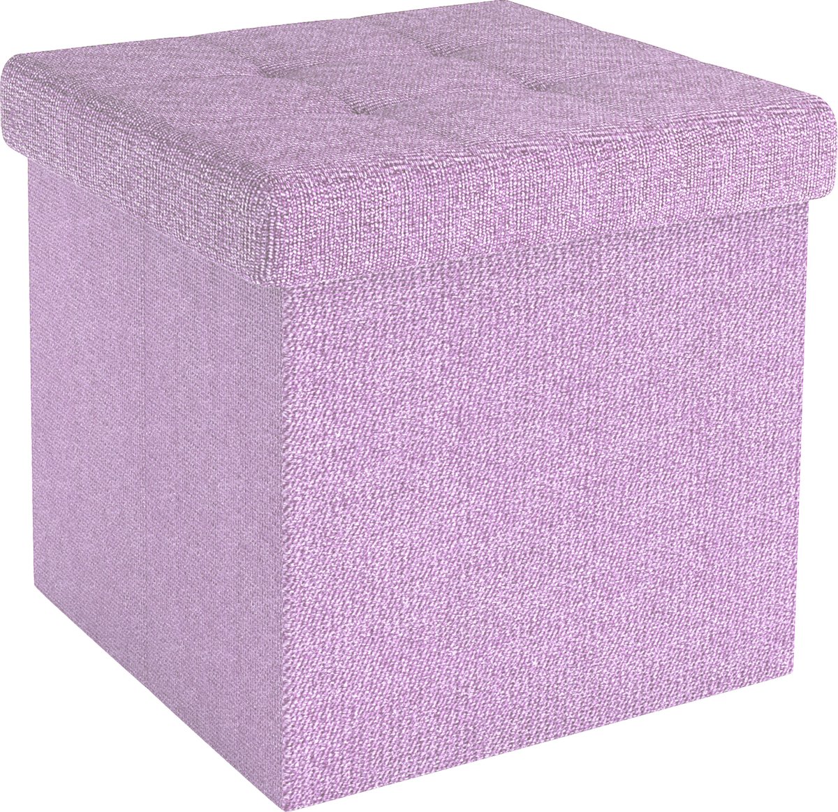 Intirilife Opvouwbaar krukje 38x38x38 cm in LOTUS ROSA - Zitkubus met opbergruimte en deksel van stof met holtes - Zitkubus voetensteun opbergdoos kist krukje