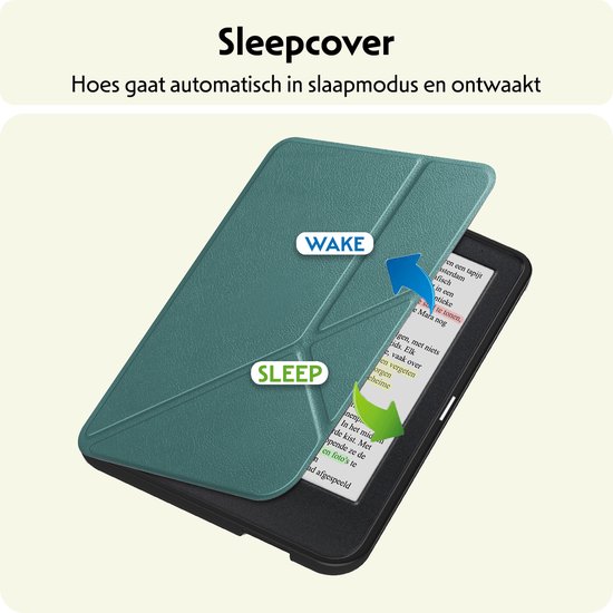 Hoesje Geschikt voor Kobo Clara Colour Hoes Bescherm Hoesje Case Sleep Cover Trifold - Hoes Geschikt voor Kobo Clara Colour Hoesje - Donkergroen van Hoesje  — afbeelding 5