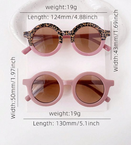 Kinder Zonnebril - Bril - Kind - Baby - 2 stuks - Taupe - Panter print - Leopard - Helft - Vanaf 2 jaar - 6 jaar - UV beschermend - Opklapbaar - Kinderzonnebril - Zonnebrillen - DH Collection van Merkloos — afbeelding 2