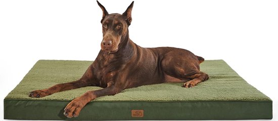 Bedsure Orthopedisch hondenbed voor middelgrote honden, 91 x 69 x 7,6 cm, hondenkussen, wollige hondenmat, wasbaar, donkergrijze hondenmatras voor middelgrote honden