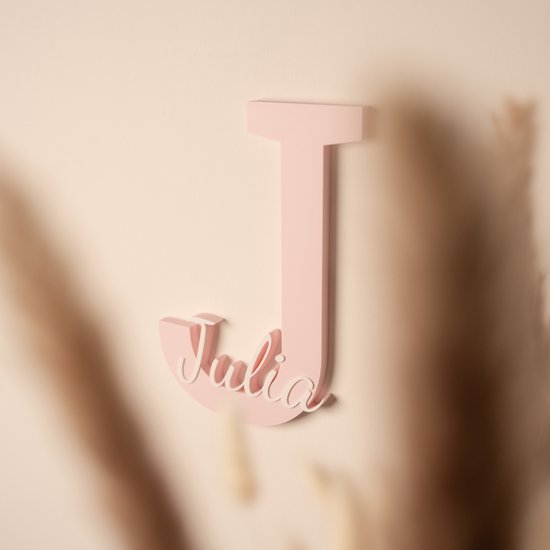 MyNomini - Naambordje kinderkamer gepersonaliseerd met naam - Mat Baby Roze/Wit — afbeelding 5