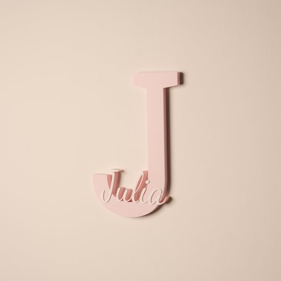 MyNomini - Naambordje kinderkamer gepersonaliseerd met naam - Mat Baby Roze/Wit — afbeelding 2