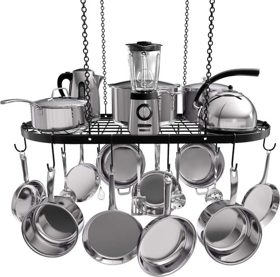 Pot-en-Pan Plafondrek met 15 Haken voor Kookgerei en Keukenorganisatie sheet pan storage