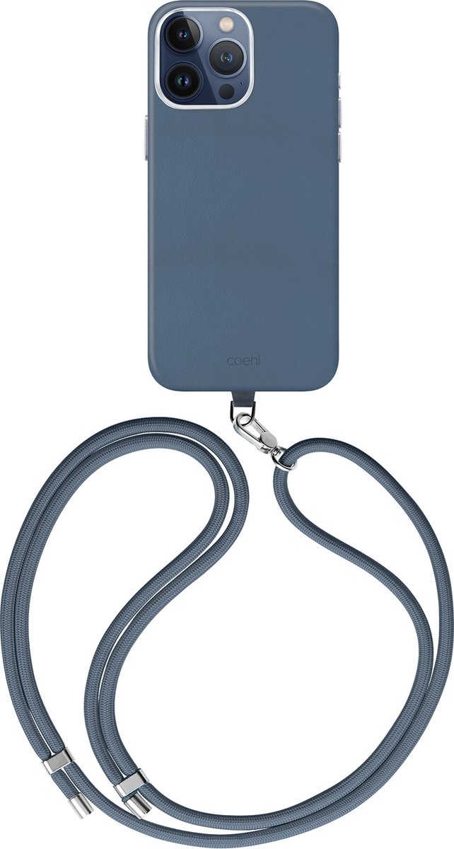 Coehl Hoesje Geschikt voor iPhone 15 Pro Hoesje Met Koord - Coehl Muse MagSafe Backcover met koord - blauw