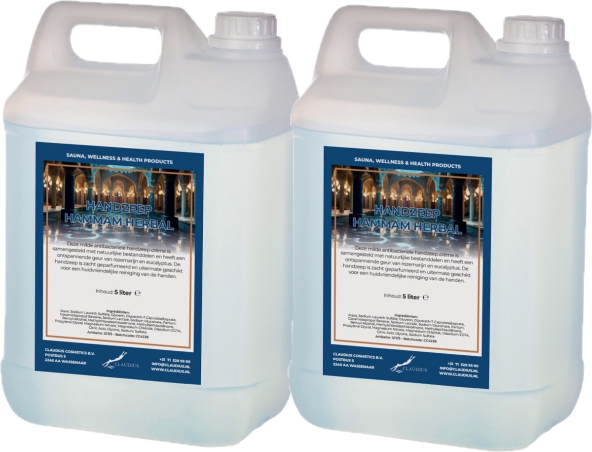 Goedkoopste Handzeep Hammam Herbal 5 liter - set van 2 stuks - navulling - Voordeelverpakking