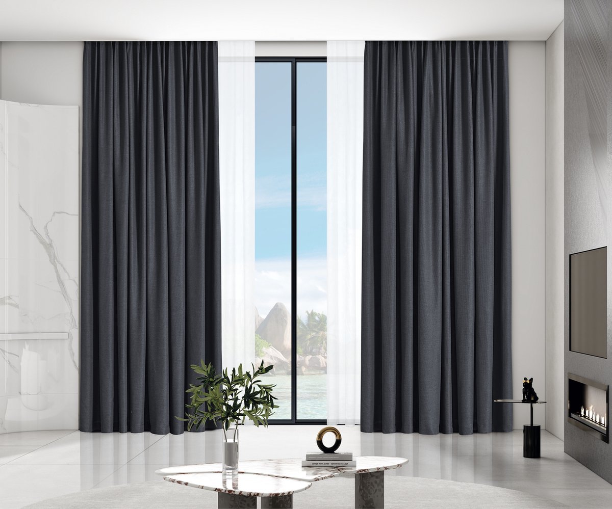 Maroyathome VINCENT - Geheel verduisterend - Plooiband - Lichtdicht - Isolerend - 100 procent verduisterend - Kant en klaar - 150 x 250 cm (b x h) - Zwart