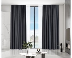 Maroyathome VINCENT 100% Verduisterende Gordijnen - Kant-en-Klaar - Geschikt voor Haakjes - Zwart - 150x250 cm - Luxe 100% Blackout Curtains - 1 Stuk