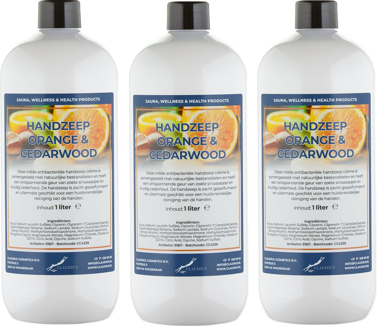 Goedkoopste Handzeep Sweet Orange & Cedarwood 1 liter - set van 3 stuks