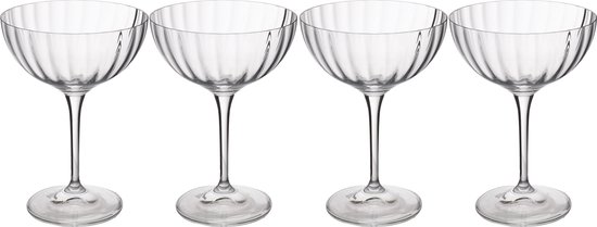 Foto: Mikasa treviso crystal coupe glazen 300ml set van 4 loodvrije heldere fijne glazen met golvend effect voor feestjes