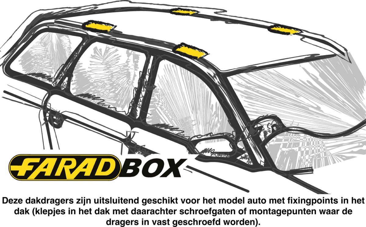 Dakdragers geschikt voor de Suzuki SX4 2006 t/m 2014 met fixpoints - Aluminium - Hoog laadvermogen 100kg - Wingbar Grijs - Merk Farad