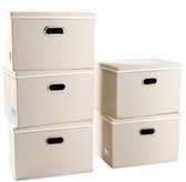 Set van 2 opbergmanden, gevlochten rieten mand met handvat, organizer
