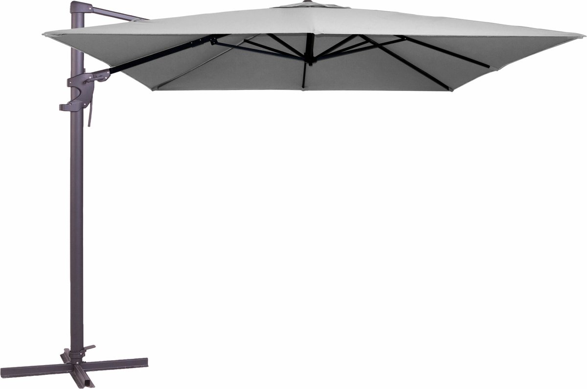 Zweefparasol Monaco Flex III 3x3 m in lichtgrijs polyester, merkloos.