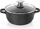 Bol.com Kookpan Graniet met Glazen Deksel GRANDE 16 cm 14 l - Kookpot - Soeppan aanbieding