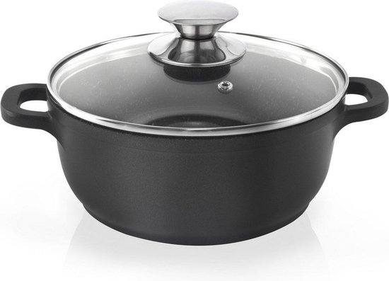 Kookpan Graniet met Glazen Deksel GRANDE 16 cm, 1,4 l - Kookpot - Soeppan