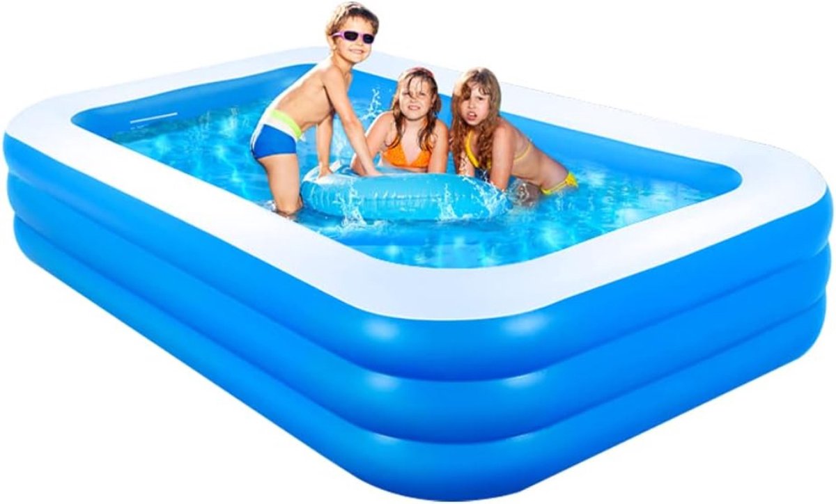 Opblaaszwembad - 205 x 125 x 50 cm - Opblaasbaar Zwembad - Zwembaden - Kinderbad - Kinderzwembad - Blauw Wit