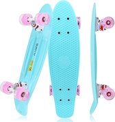 Suotu Skateboard - Skateboard Jongens – Wielen met LED-verlichting - Tot 50 kg - Skateboard Meisjes – Lichtblauw