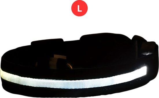 Bovista Lichtgevende Halsband - Verlichte Halsband - Lichtgevend - Hond - Kat - Lampje - Hondenhalsband Led - Nekband - Wit L