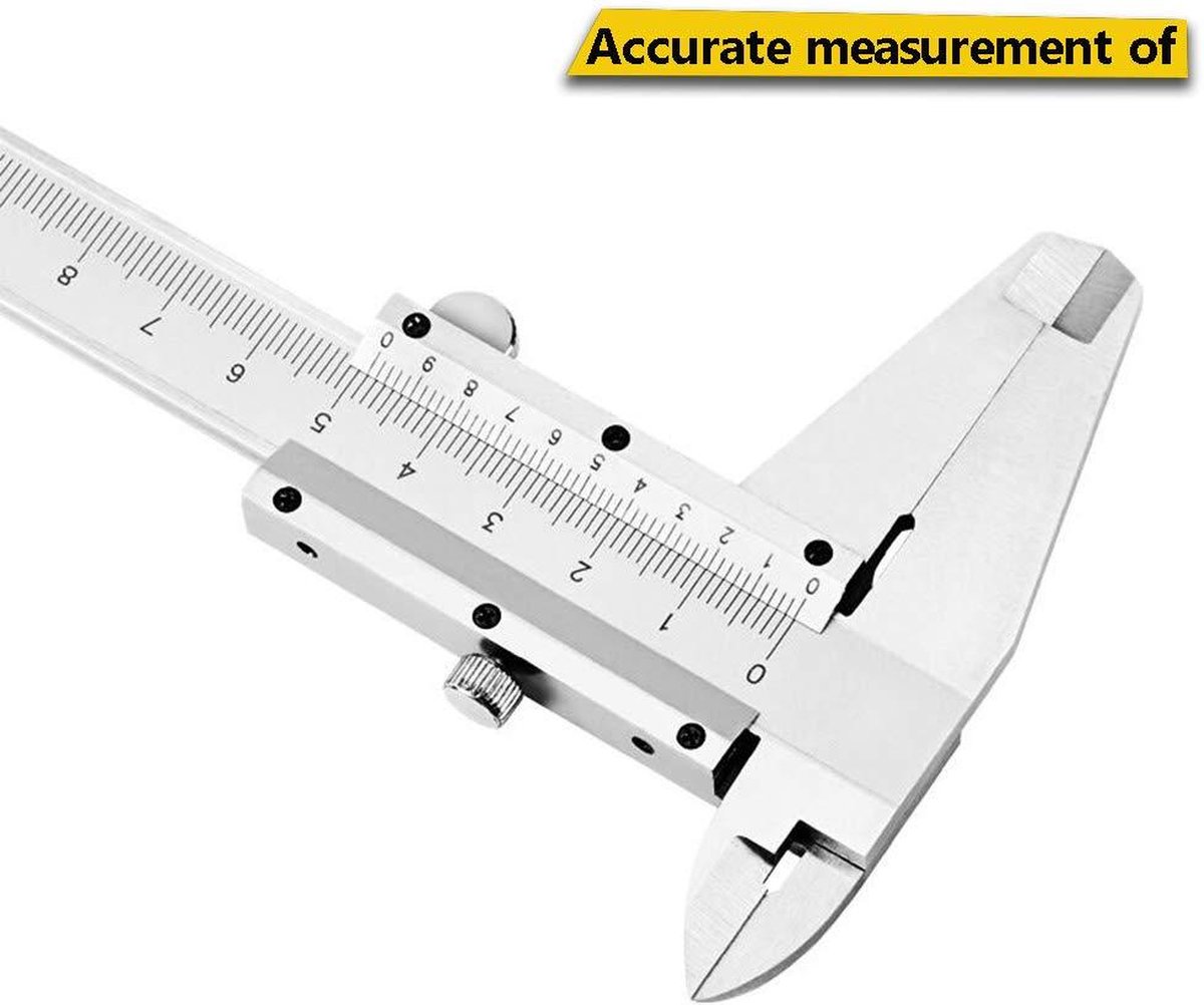 0 tot 200 mm schuifmaat, precisie schuifmaat van koolstofrijk staal, met hoge meetnauwkeurigheid voor het meten van diepte, binnenmeting, buitenmaat (0-200 mm 0 tot 200 mm schuifmaat, precisie schuifmaat van koolstofrijk staal, met hoge meetnauwkeurigheid voor het meten van diepte, binnenmeting, buitenmaat (0-200 mm