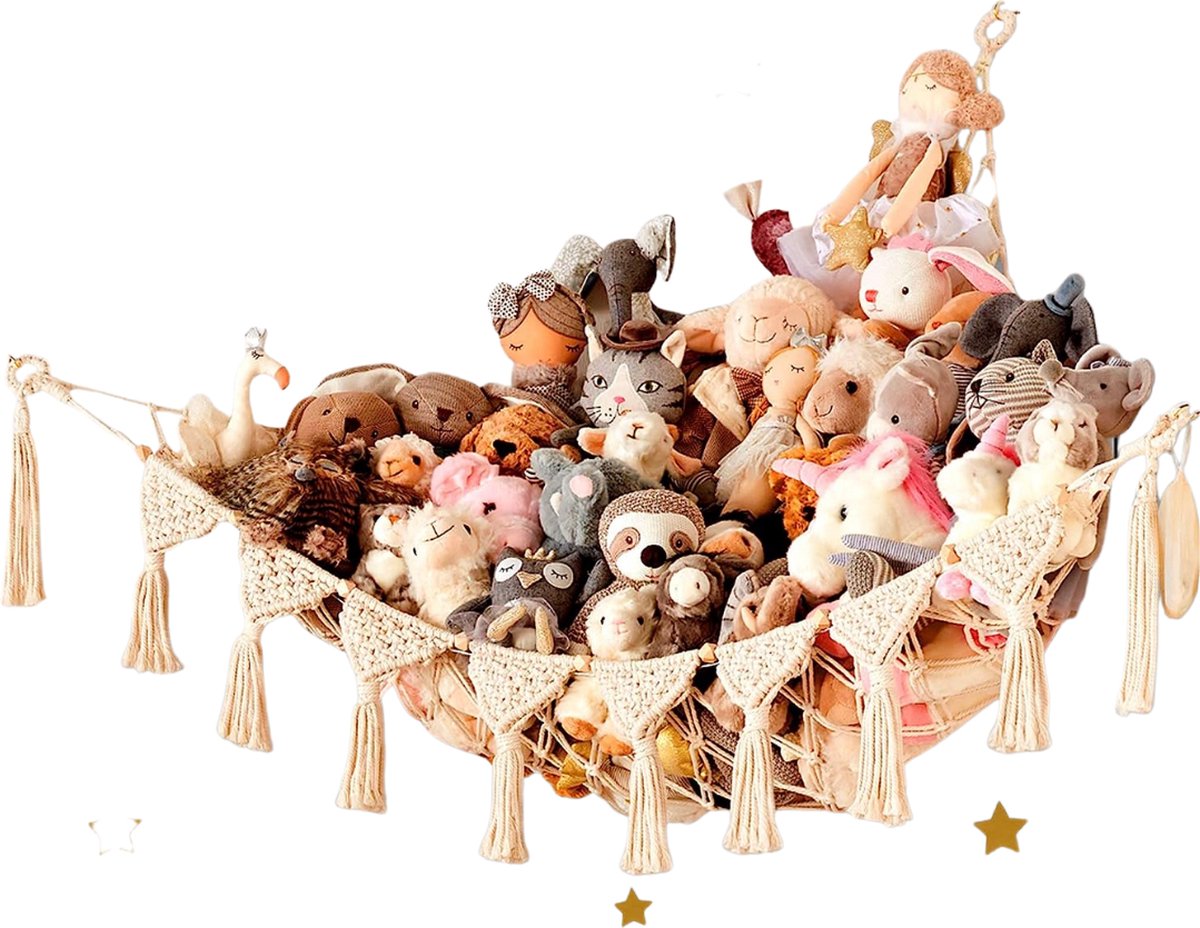 Bovista Knuffel Net - Hangmat - Speelgoed - Opbergsysteem - Hangmat Voor Knuffels - Creme