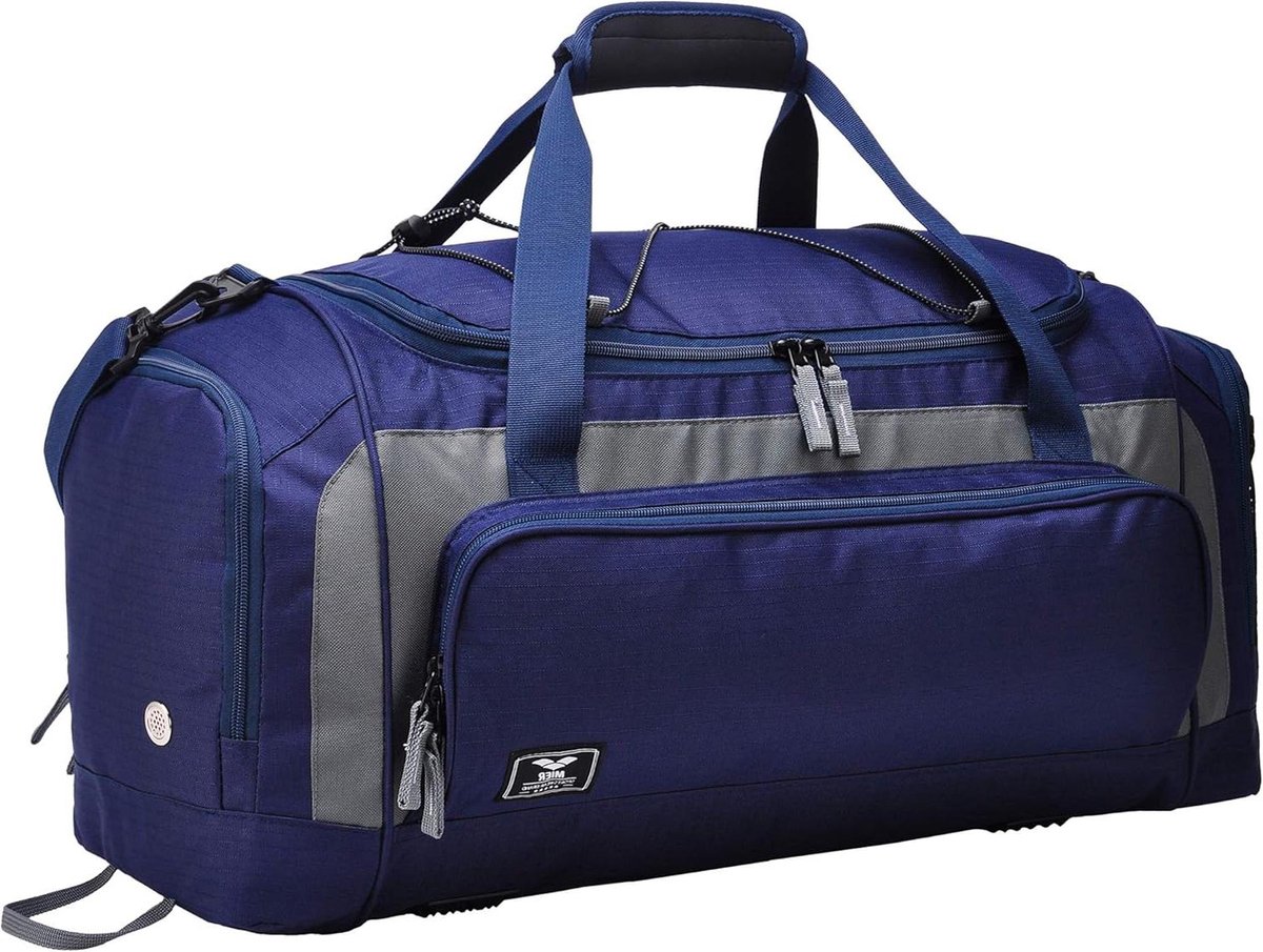 Grote gymtassen voor mannen - Heren sport plunjezak met schoenen compartiment voor Weekender Overnachting - 60L (Navy)