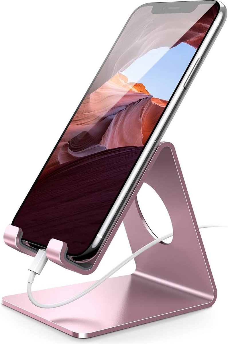 Telefoonstandaard - Universele Telefoonhouder voor Bureau - Verstelbare Kijkhoek - Stabiele Smartphone Standaard - Ergonomisch Ontwerp - Zwart