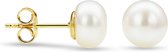 Miore Pure Oorbellen - Gemaakt van 14 Karaat Goud - Met Zoetwaterparels - Handgemaakte Sieraden - Knopjes - Elegante Dames Sieraden - 7 mm