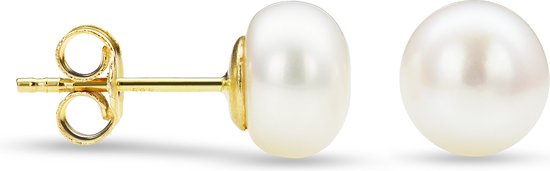 Miore - Boucles d'oreilles Perle Or Clous Dames Or 14 Goud