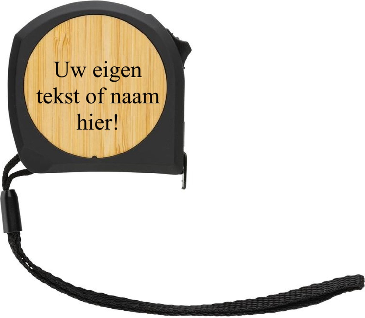 Houten rolmaat 5meter gepersonaliseerd met uw eigen tekst / naam of logo - bamboe - Rolmeter - Meetlint - vaderdagcadeau