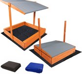 Bol.com Zandbak met dak incl. dekzeil + gronddoek - 120x120cm - GEIMPREGNEERD hout - Incl. Montage-video - Grijs aanbieding