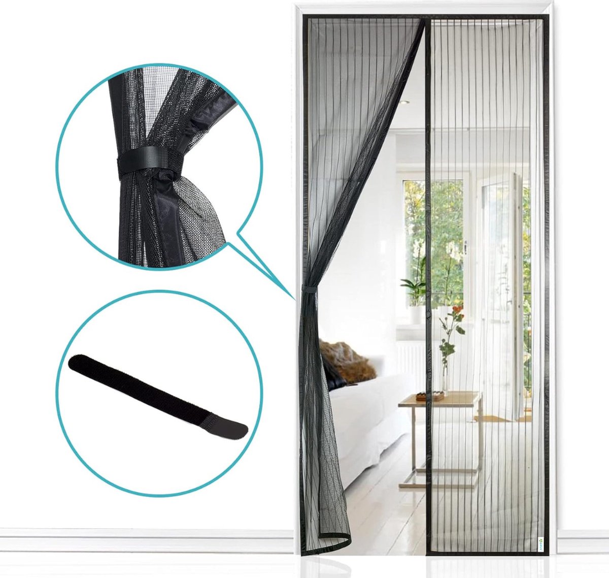 MKSS® Vliegengordijn Magnetisch - Deurgordijn - Deurhor - Zwart