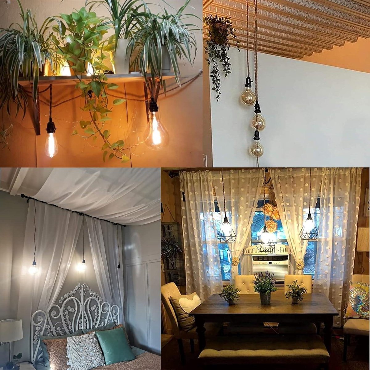 Retro henneptouw, industriële kroonluchter, doe-het-zelf retro henneptouw, industriële kroonluchter, 100 cm, hanglamp, henneptouw, vintage, doe-het- zelf, restaurant, bar, café