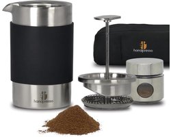 Reispers met tas - Compacte koffiemachine - Koffiepers dubbelwandig geïsoleerd - Kamperen of Reizen - Draagbare mini-reiskoffiemachine - Koffiemachines - Draagbare koffiemachine