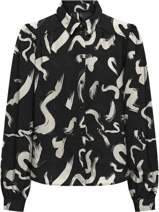 ONLY ONLNOVA LIFE ELITE L/S EMMA SHIRT AOP Dames Blouse - Black 587 Yoko