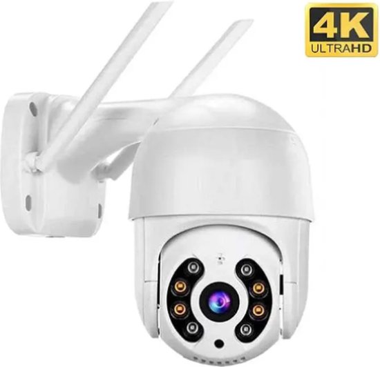 Foto: Blyx beveiligingscamera buitencamera met nachtzicht outdoor camera wifi camera full hd waterproof 5x digitale zoom 8mp met wifi en app wit