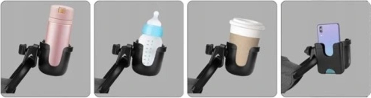 Porte-gobelet Universel 3 En 1 Pour Poussette, Vélo, Fauteuil Roulant - Rotation 360°, Avec Support Téléphone
