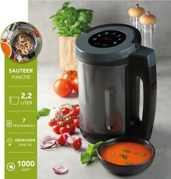 DOMO DO728BL Soepmaker Domo - Met sauteerfunctie - 2,2 L - 7 programma's - Blender - RVS/Zwart van Domo — afbeelding 2