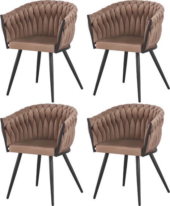 Set van 4 Draaibare Eetkamerstoelen Novan Koperkleurig Velvet