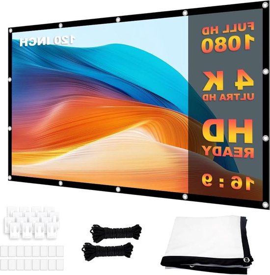 LEORFI projectiescherm 100 inch, outdoor 16: 9 HD, draagbaar