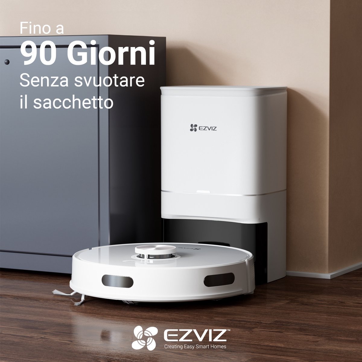 Afbeelding 3 van Ezviz RE4 Plus Slimme Robotstofzuiger - LiDAR Navigatie - Dweilen (300 ml) - Obstacle Vermijding - No-Go Zones - Tapijt Detectie - E10 Filter - Automatische Stofbak Legen - Compatibel met Alexa, Google Assistant - Wit