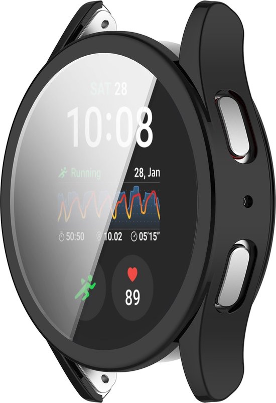 Strap-it schokbestendig TPU hoesje geschikt voor Samsung Galaxy Watch 7 – 44mm (zwart) – duurzame beschermhoes met geïntegreerde screen protector – optimale bescherming voor je smartwatch