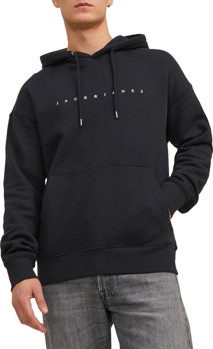 JACK & JONES Star jj sweat hood regular fit - heren hoodie katoenmengsel met capuchon - zwart — afbeelding 8