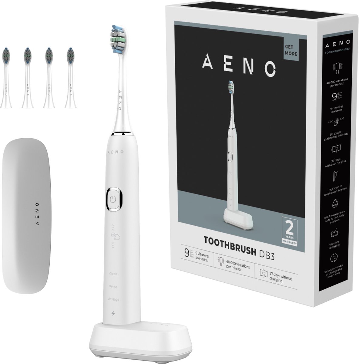 AENO DB3 briljante tandenborstel inclusief 4 borstels en reisdoos