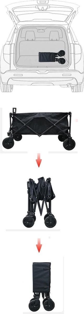 Bolderkar Traveleo Babij - opvouwbaar - 100 kg - zwart - L 85 x B 50 x H 59 cm : De ultieme handkar voor picknick, tuin en outdoor Activiteiten van Traveleo — afbeelding 5